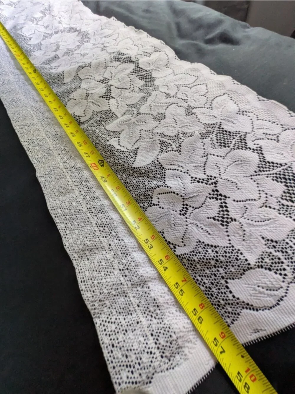Vintage Sheer Lace Valance and Cafe Curtain Set White Ivy Print 1 Window